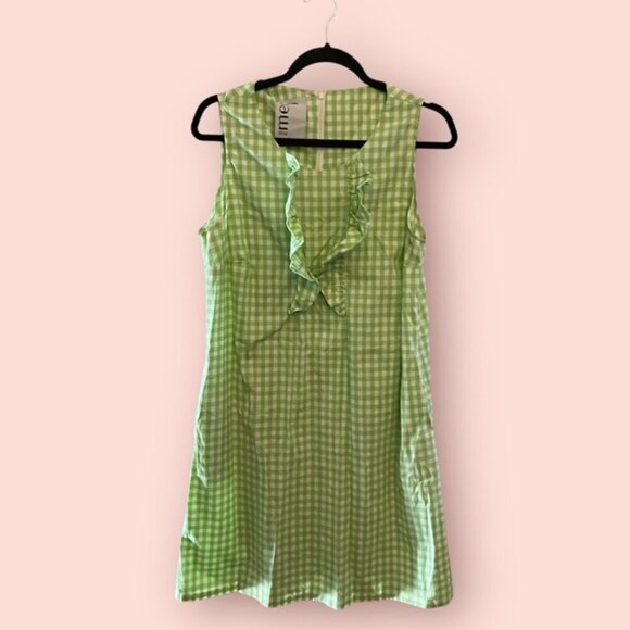 Meg Shops Dresses & Skirts - Green Gingham Dress with Ruffle